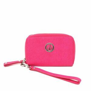 AB Genuine Leather Hot Pink Wristlet Women Mini Lined Cards Cash